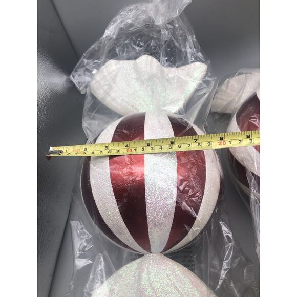 Adams & Co Acrylic Peppermint Candy Ball Ornaments 18.5”Christmas Glitter Red/Wh - Picture 12 of 14